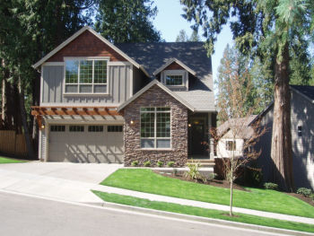 photo of garage side of completed Avocet home plan