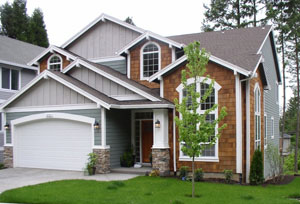 photo of garage side of completed Avocet home plan